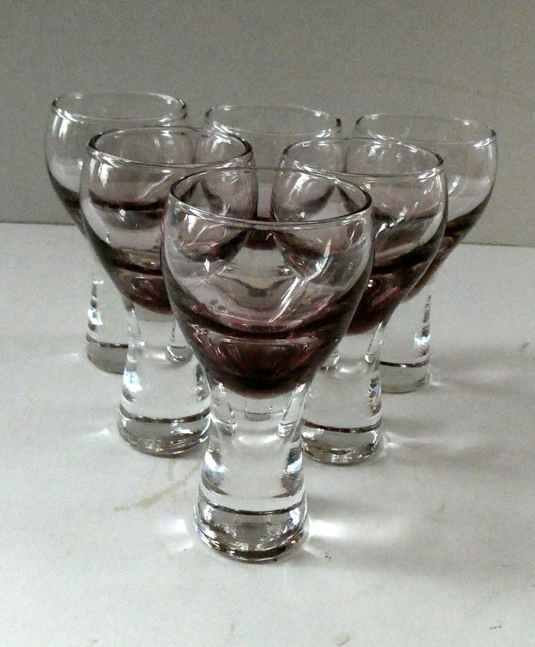 Set of Six Small Liqueur or Shot Glass Canisbay Caithness Purple Heather Shade