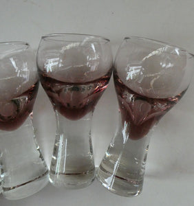 Set of Six Small Liqueur or Shot Glass Canisbay Caithness Purple Heather Shade