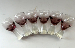 Set of Six Small Liqueur or Shot Glass Canisbay Caithness Purple Heather Shade