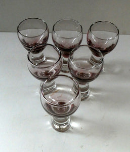 Set of Six Small Liqueur or Shot Glass Canisbay Caithness Purple Heather Shade