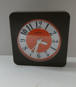 Made in Ireland Wall Clock Hanson or Hansco. Vintage Orange and Brown Plastic