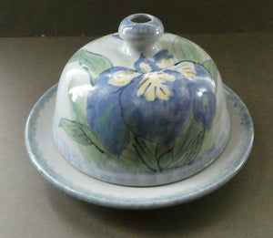 Vintage SCOTTISH Highland Stoneware CHEESE DOME Rarer Iris Pattern