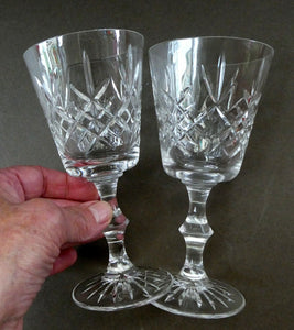 PAIR of Edinburgh Crystal Large Red Wine Goblets. LOMOND PATTERN 6 3/4 inche