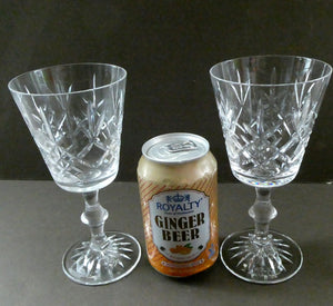 PAIR of Edinburgh Crystal Large Red Wine Goblets. LOMOND PATTERN 6 3/4 inche