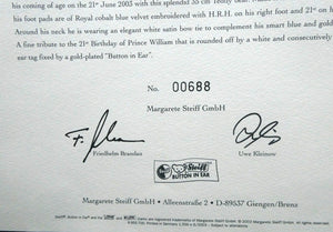 STEIFF LIMITED EDITION Teddy Bear (2003) Prince William 21st Birthday Steiff Bear