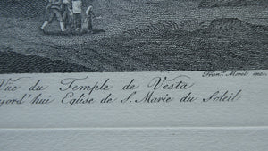 18th Century Engraving by Franceso Morelli  / Francois Morel (1768–1832). The Church of the Sante Marie Del Sole or Temple of Vesta