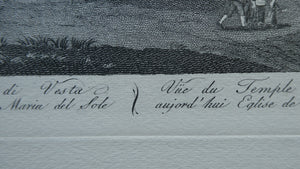 18th Century Engraving by Franceso Morelli  / Francois Morel (1768–1832). The Church of the Sante Marie Del Sole or Temple of Vesta