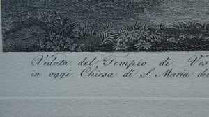 18th Century Engraving by Franceso Morelli  / Francois Morel (1768–1832). The Church of the Sante Marie Del Sole or Temple of Vesta