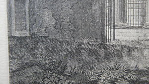 18th Century Engraving by Franceso Morelli  / Francois Morel (1768–1832). The Church of the Sante Marie Del Sole or Temple of Vesta