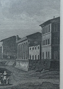 18th Century Engraving by Franceso Morelli  / Francois Morel (1768–1832). The Church of the Sante Marie Del Sole or Temple of Vesta