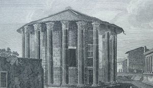 18th Century Engraving by Franceso Morelli  / Francois Morel (1768–1832). The Church of the Sante Marie Del Sole or Temple of Vesta