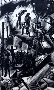 SCOTTISH ART. Rare Original 1947 Wood Engraving by Jozef Sekalski. Design for a Christmas Card Entitled "Boogie Woogie". Pencil Signed