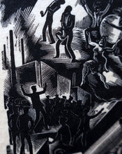 Load image into Gallery viewer, SCOTTISH ART. Rare Original 1947 Wood Engraving by Jozef Sekalski. Design for a Christmas Card Entitled &quot;Boogie Woogie&quot;. Pencil Signed
