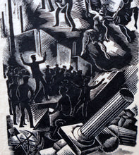 Load image into Gallery viewer, SCOTTISH ART. Rare Original 1947 Wood Engraving by Jozef Sekalski. Design for a Christmas Card Entitled &quot;Boogie Woogie&quot;. Pencil Signed
