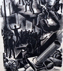 SCOTTISH ART. Rare Original 1947 Wood Engraving by Jozef Sekalski. Design for a Christmas Card Entitled "Boogie Woogie". Pencil Signed