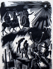 Load image into Gallery viewer, SCOTTISH ART. Rare Original 1947 Wood Engraving by Jozef Sekalski. Design for a Christmas Card Entitled &quot;Boogie Woogie&quot;. Pencil Signed
