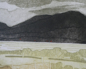 ORIGINAL ETCHING: John Brunsdon (1933 - 2014). Cloudbreak over Snowden, Wales