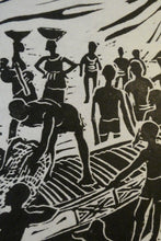 Load image into Gallery viewer, 1960s Linocut by Marie Whitby. Sakumono Beach. Signed and Dated 1963
