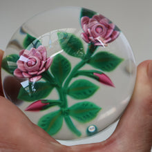 Load image into Gallery viewer, SCOTTISH Limited Edition  (1/10) 2014 Lampwork Paperweight. Pink Roses Design by William Manson Jnr. Signed to the side
