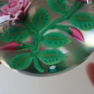 SCOTTISH Limited Edition  (1/10) 2014 Lampwork Paperweight. Pink Roses Design by William Manson Jnr. Signed to the side