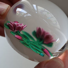 Load image into Gallery viewer, SCOTTISH Limited Edition  (1/10) 2014 Lampwork Paperweight. Pink Roses Design by William Manson Jnr. Signed to the side
