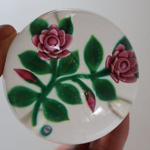 SCOTTISH Limited Edition  (1/10) 2014 Lampwork Paperweight. Pink Roses Design by William Manson Jnr. Signed to the side