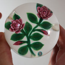 Load image into Gallery viewer, SCOTTISH Limited Edition  (1/10) 2014 Lampwork Paperweight. Pink Roses Design by William Manson Jnr. Signed to the side
