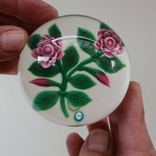 Load image into Gallery viewer, SCOTTISH Limited Edition  (1/10) 2014 Lampwork Paperweight. Pink Roses Design by William Manson Jnr. Signed to the side
