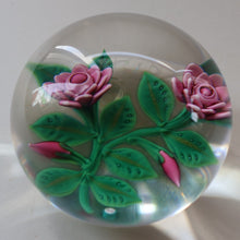 Load image into Gallery viewer, SCOTTISH Limited Edition  (1/10) 2014 Lampwork Paperweight. Pink Roses Design by William Manson Jnr. Signed to the side
