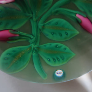 SCOTTISH Limited Edition  (1/10) 2014 Lampwork Paperweight. Pink Roses Design by William Manson Jnr. Signed to the side