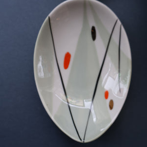1970s Soviet LATVIA Riga Porcelain Serving Bowl & Four Small Matching Dishes