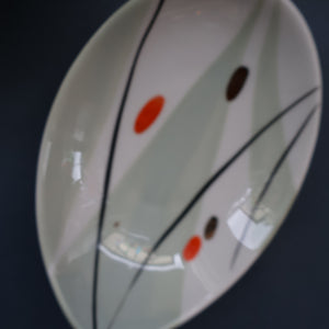 1970s Soviet LATVIA Riga Porcelain Serving Bowl & Four Small Matching Dishes