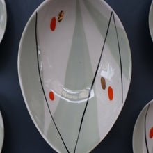 Load image into Gallery viewer, 1970s Soviet LATVIA Riga Porcelain Serving Bowl &amp; Four Small Matching Dishes
