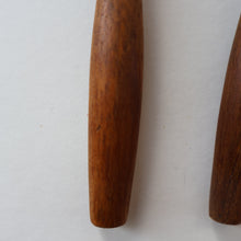 Load image into Gallery viewer, 1950s. Set of Three Vintage DANSK Fjord Pattern Three-Prong Pastry Forks. Stainless Steel with Teak Handles. 6 1/2 inches
