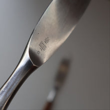 Load image into Gallery viewer, 1950s. Pair of Vintage DANSK Fjord Pattern Dinner Knives. Stainless Steel with Teak Handles. 8 1/4 inches
