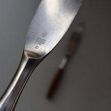 Load image into Gallery viewer, 1950s. Pair of Vintage DANSK Fjord Pattern Dinner Knives. Stainless Steel with Teak Handles. 8 1/4 inches
