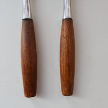 Load image into Gallery viewer, 1950s. Pair of Vintage DANSK Fjord Pattern Dinner Knives. Stainless Steel with Teak Handles. 8 1/4 inches
