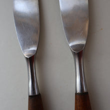 Load image into Gallery viewer, 1950s. Pair of Vintage DANSK Fjord Pattern Dinner Knives. Stainless Steel with Teak Handles. 8 1/4 inches
