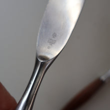 Load image into Gallery viewer, 1950s. Pair of Vintage DANSK Fjord Pattern Dinner Knives. Stainless Steel with Teak Handles. 8 1/4 inches

