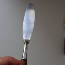 Load image into Gallery viewer, 1950s. Pair of Vintage DANSK Fjord Pattern Dinner Knives. Stainless Steel with Teak Handles. 8 1/4 inches
