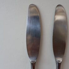 Load image into Gallery viewer, 1950s. Pair of Vintage DANSK Fjord Pattern Dinner Knives. Stainless Steel with Teak Handles. 8 1/4 inches
