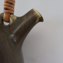 Load image into Gallery viewer, Highly Collectable 1960s DANISH ART POTTERY. Teapot with Wicker Handle. Designed by Frode Blichfeldt Bahnsen for Palshus
