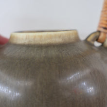 Load image into Gallery viewer, Highly Collectable 1960s DANISH ART POTTERY. Teapot with Wicker Handle. Designed by Frode Blichfeldt Bahnsen for Palshus
