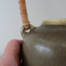 Load image into Gallery viewer, Highly Collectable 1960s DANISH ART POTTERY. Teapot with Wicker Handle. Designed by Frode Blichfeldt Bahnsen for Palshus
