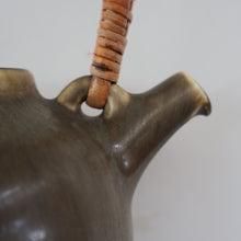 Load image into Gallery viewer, Highly Collectable 1960s DANISH ART POTTERY. Teapot with Wicker Handle. Designed by Frode Blichfeldt Bahnsen for Palshus
