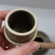 Load image into Gallery viewer, Highly Collectable 1960s DANISH ART POTTERY. Teapot with Wicker Handle. Designed by Frode Blichfeldt Bahnsen for Palshus
