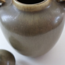 Load image into Gallery viewer, Highly Collectable 1960s DANISH ART POTTERY. Teapot with Wicker Handle. Designed by Frode Blichfeldt Bahnsen for Palshus
