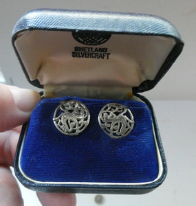Vintage Small CLIP-ON Earrings by Shetland Silvercraft. Design Featuring the Quendale Beast