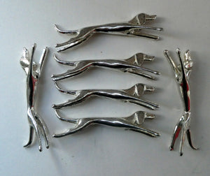 Collectable Vintage Set of SIX Silver Plate Knife Rests in the form of Running Dogs