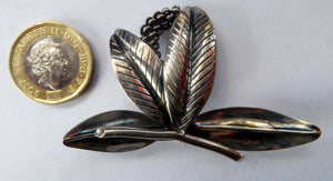 Stylish Scandinavian ANTON MICHELSEN Vintage 1950s Danish Silver Brooch. Signed AM below a Crown